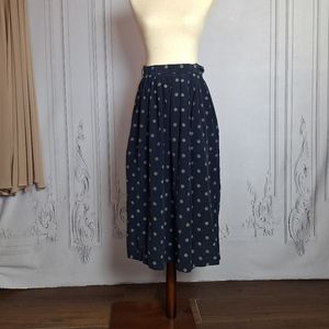 Brooks Brothers Navy Polka Dot Midi Skirt